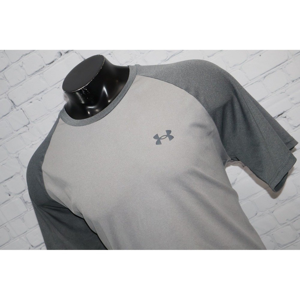 Under Armour T-Shirt Mens XXL Gray Raglan Gym Workout Loose Fit Activewear